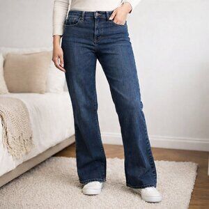 DKNY Jeans Women's Size 12R Blue Dark Wash Wide-Leg Cotton Blend